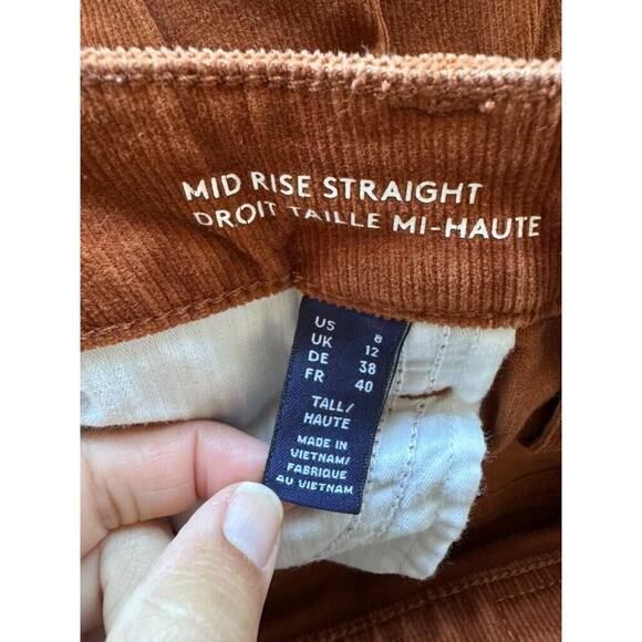 Lands' End 8 TALL Mid Rise Straight Leg Copper Toned Corduroy Jeans 5 Pocket - Picture 4 of 8